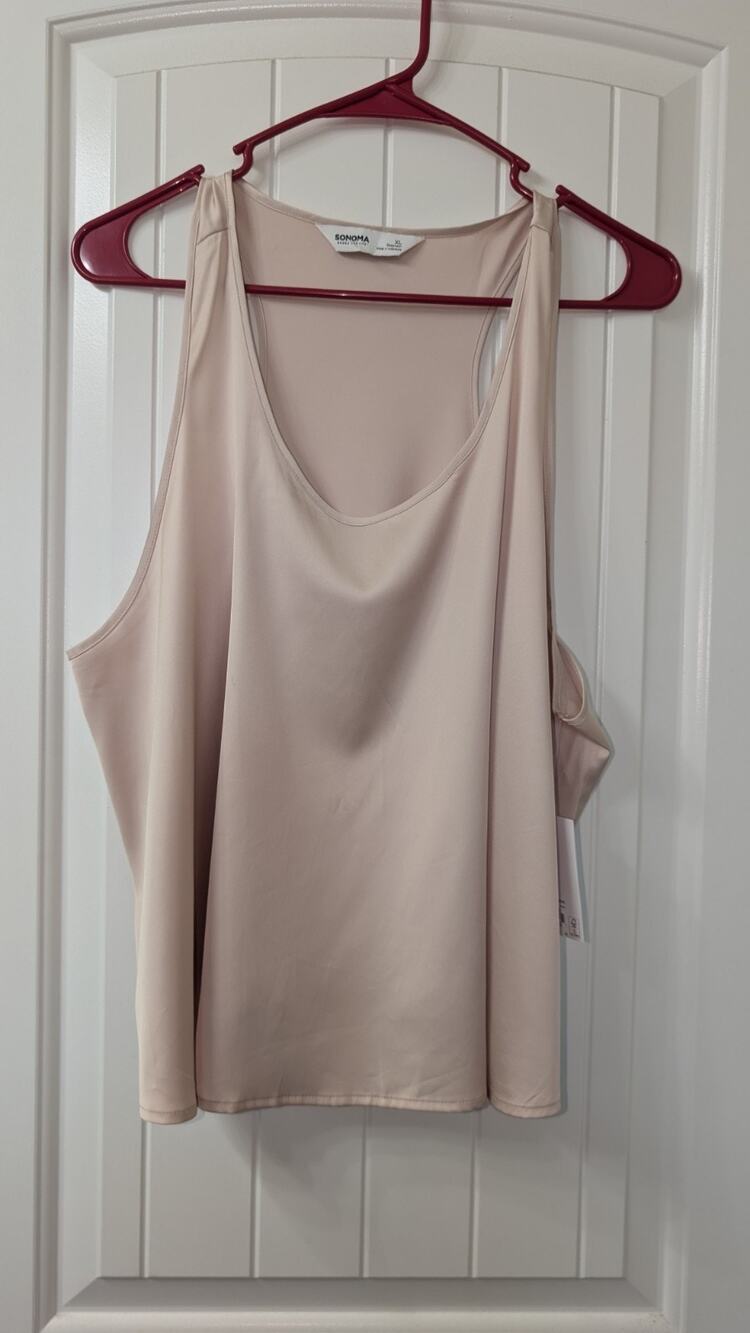 Sonoma Goods For Life Solid Satin Scoop Neck Racerback Tank Top XL